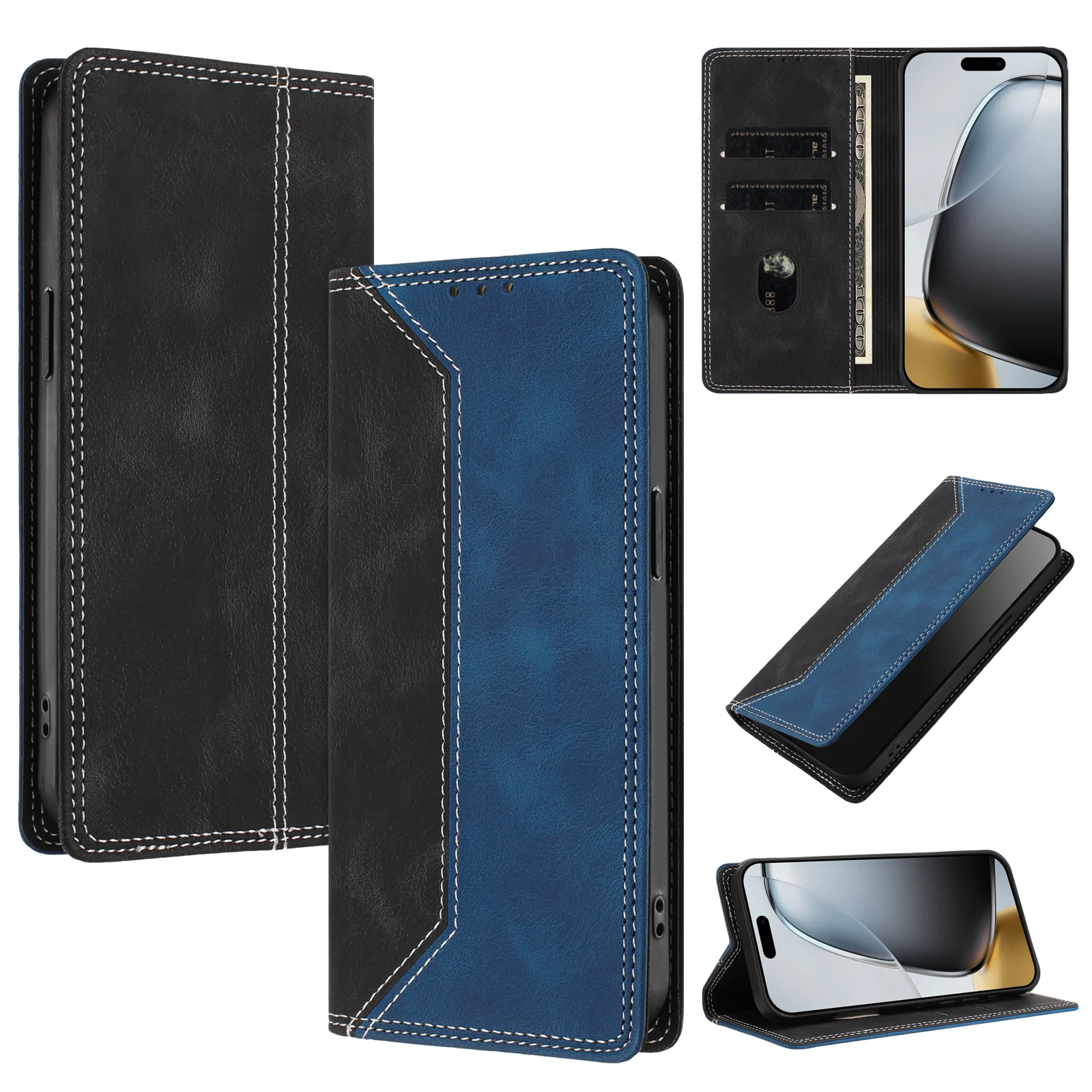 Luxury Solid Color Leather Magnetic Phone Case Cover - Enhanced Protection