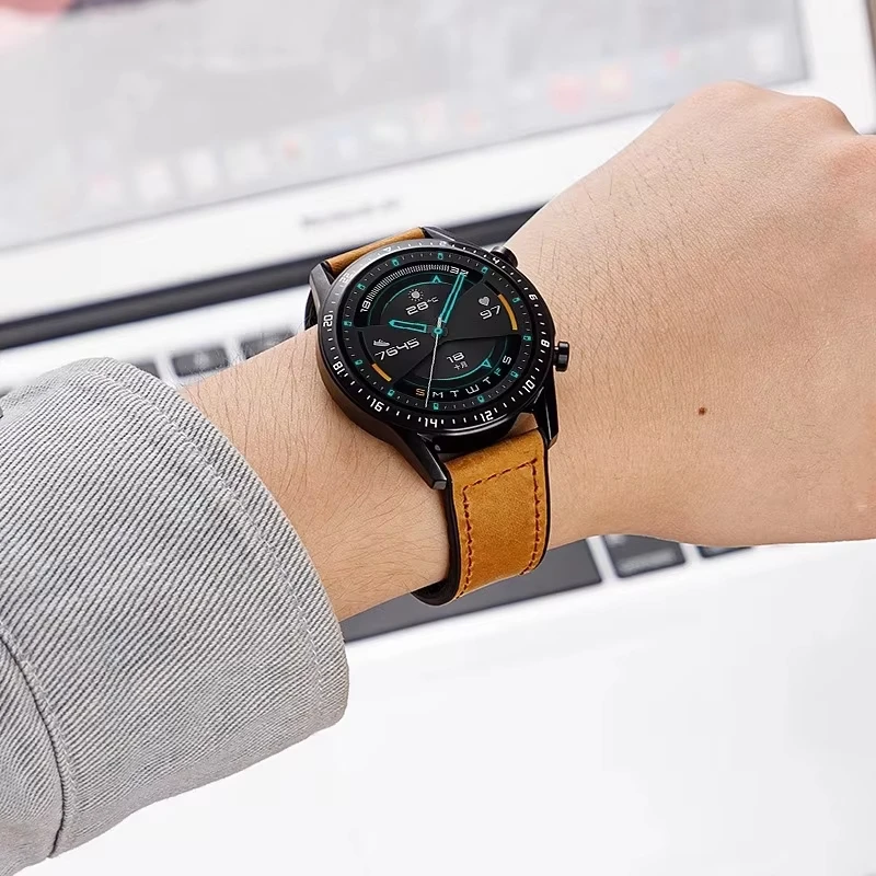 Elegant 22mm Leather Magnetic Watch Band - Unisex Wristband Accessory