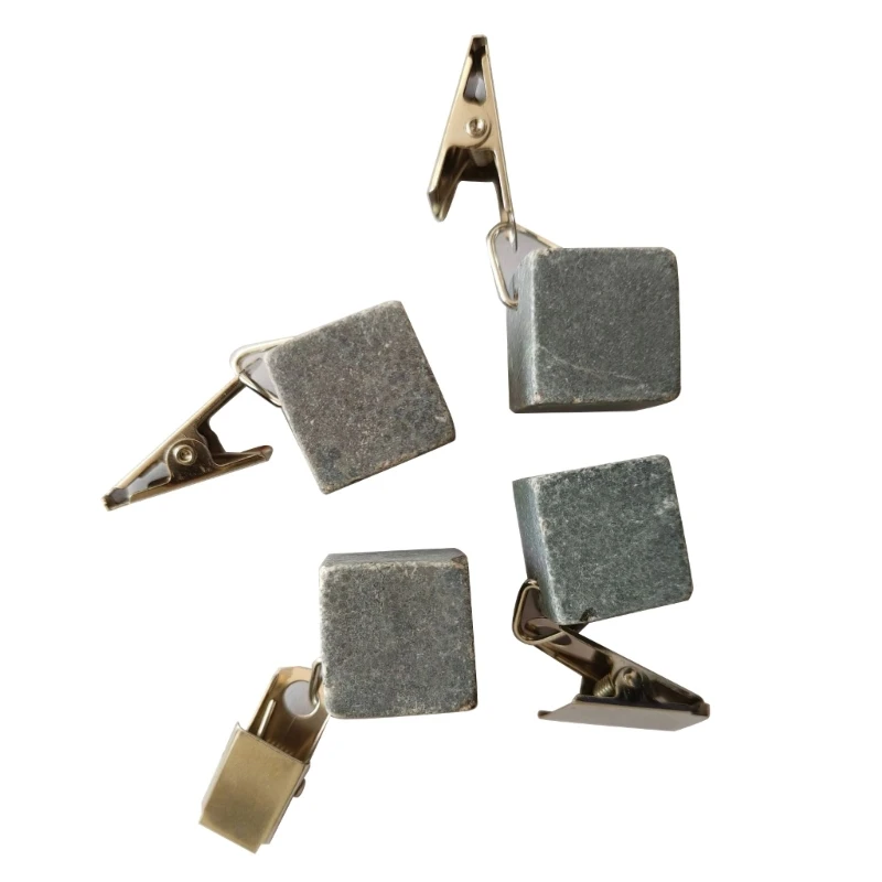 Tablecloth Weights Marble Stone Table Cloth Hangers Indoor Outdoor Square Heavy Table Cover Holder Metal Clip 4pcs
