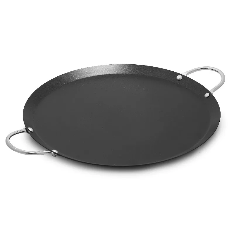 9in Carbon Steel Nonstick Round Comal with Metal Handles, Black 1