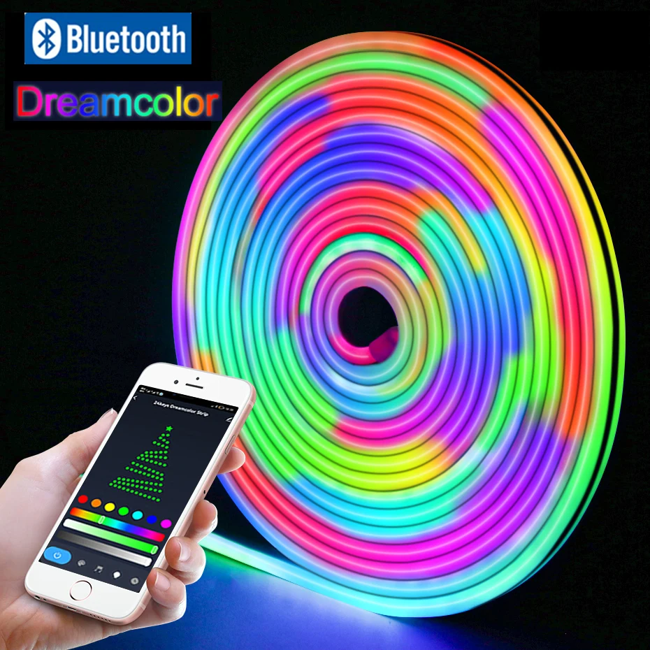 Водонепроницаемая гибкая светодиодная лента RGB с поддержкой Bluetooth, RGBIC, 12 В, 2 м, 5 м, 10 м, 96 светодиодов/м