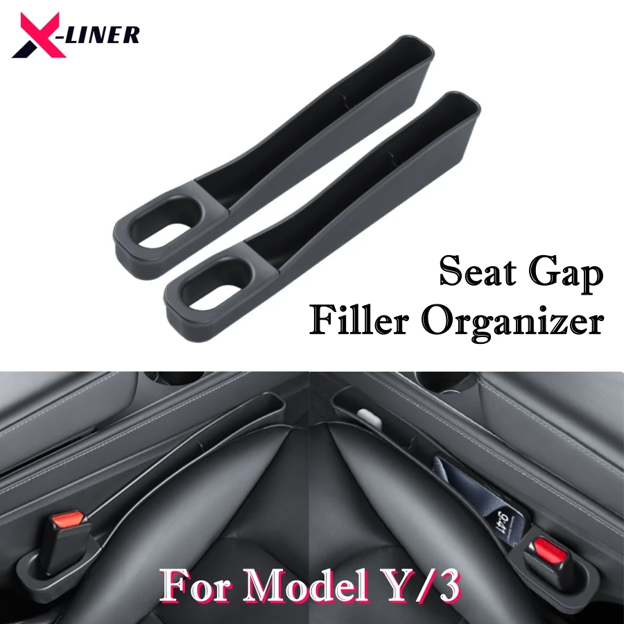 

Tesla Seat Gap Filler Organizer for Model 3 Model Y 2024 Accessories Auto Console Side Extra Storage Boxes Seat Crevice Trays