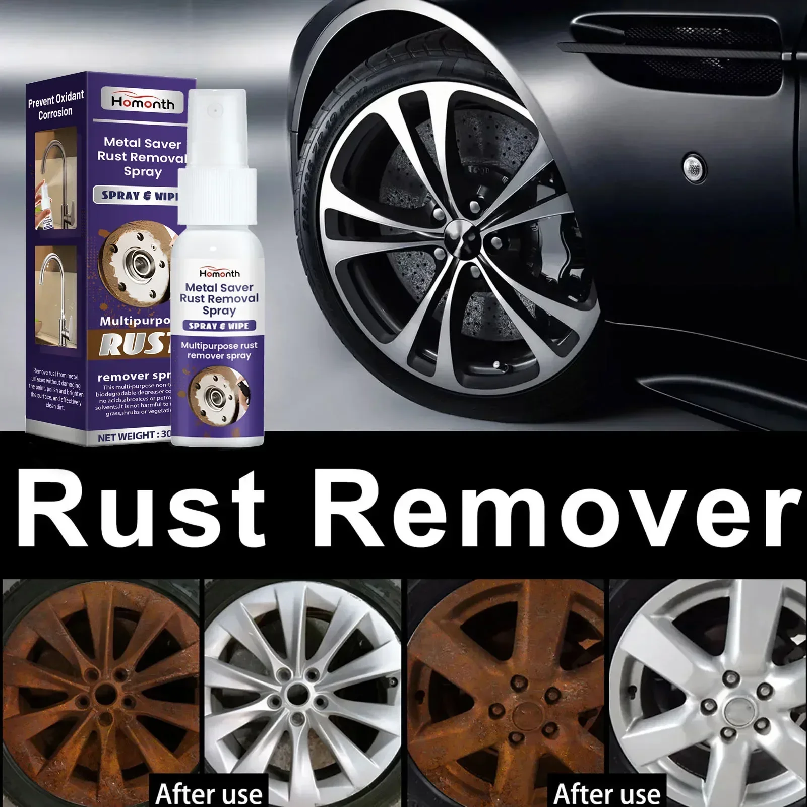 Paint Rust Remover Rust Remover Spray Metal Rust Remover Rust Inhibitor Rust Remover Derusting Spray Car Maintenance Cleaning Metal Chrome Paint Clean Anti-rust Lubricant paint rust remover,rust remover spray,metal rust remover