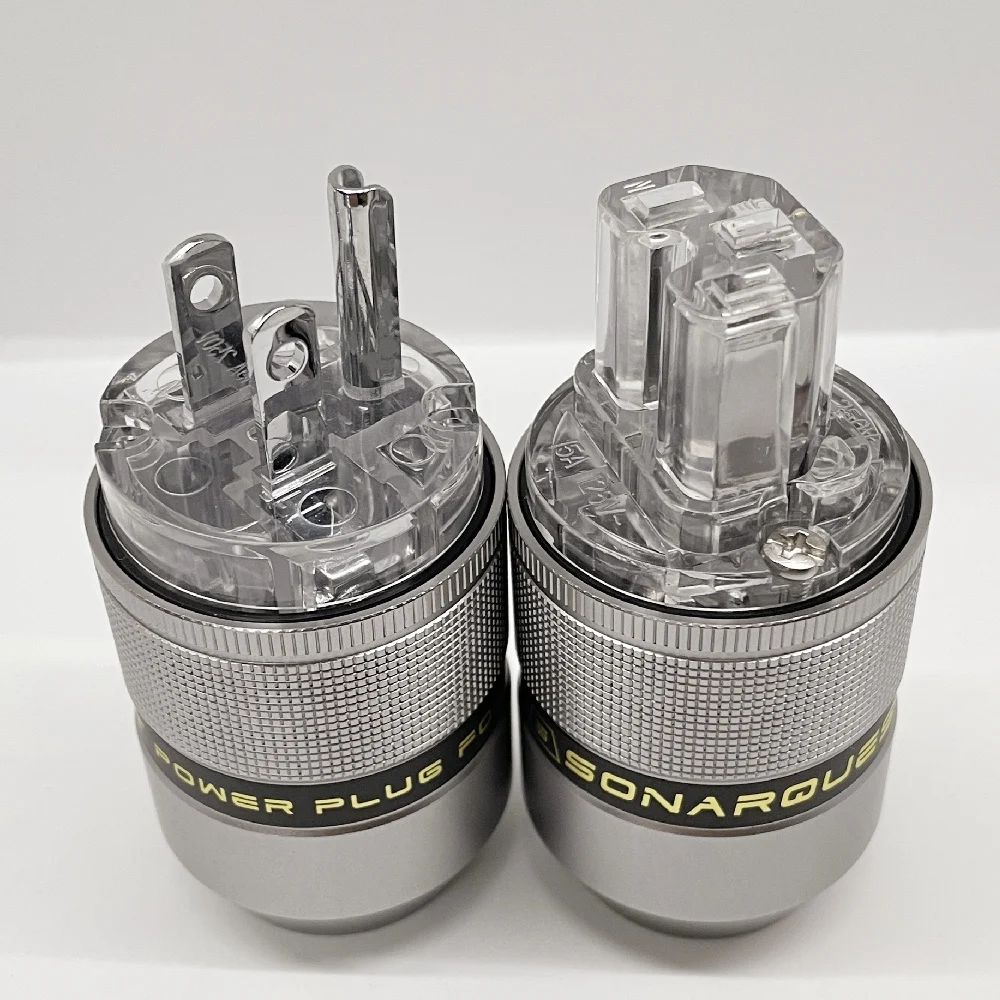 고품질 미국 AC 전원 커넥터 SONARQUEST PA-40M(R)T 백금 도금 회색 특수 알루미늄 합금 Schuko Male & Female IEC