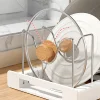 Expandable Dish Rack Pans Organizer Rack Adjustable Compartments Dish Storage Rack Pot Lid Organizer Kitchen Utensils Rack 5
