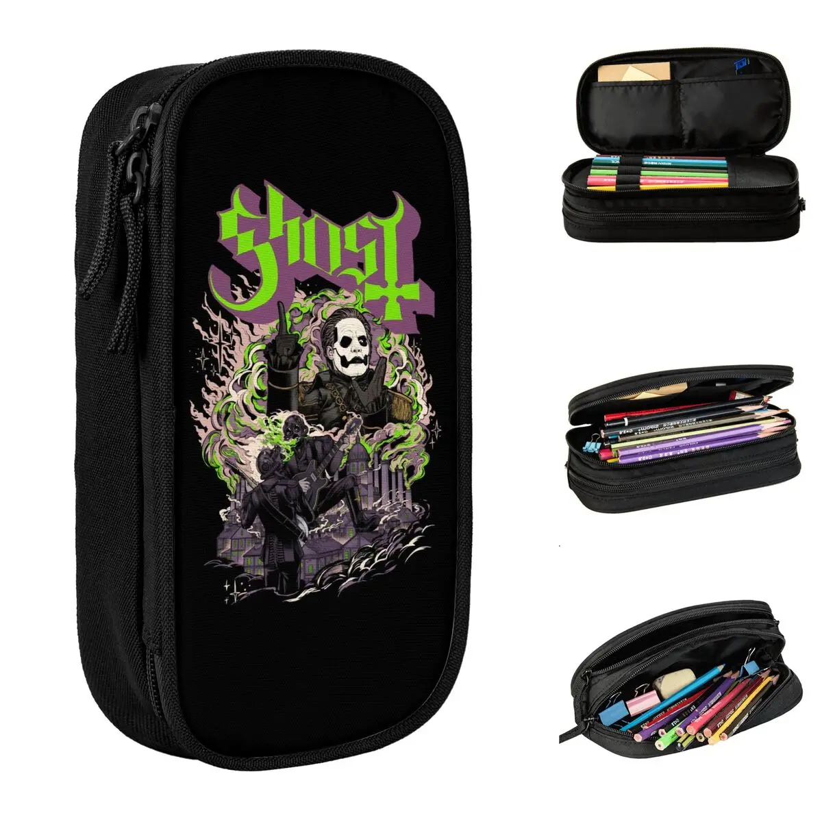 

Fashion Rock Band Pencil Case Ghost Pencilcases Pen Holder Kids Big Capacity Bag School Supplies Zipper Stationery