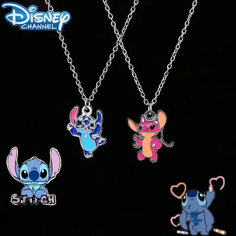 

Disney Cartoon Couple Necklace Lilo & Stitch Modeling Metal Necklace Anime Characters Stitch Kawaii Hip Hop Pendant Kids Gifts