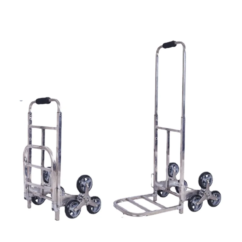 

150kg Big Load Folding Shopping Cart with Climbing Wheels Stainless Steel Pull Trolley Carts for Market Purchase Carring Tools