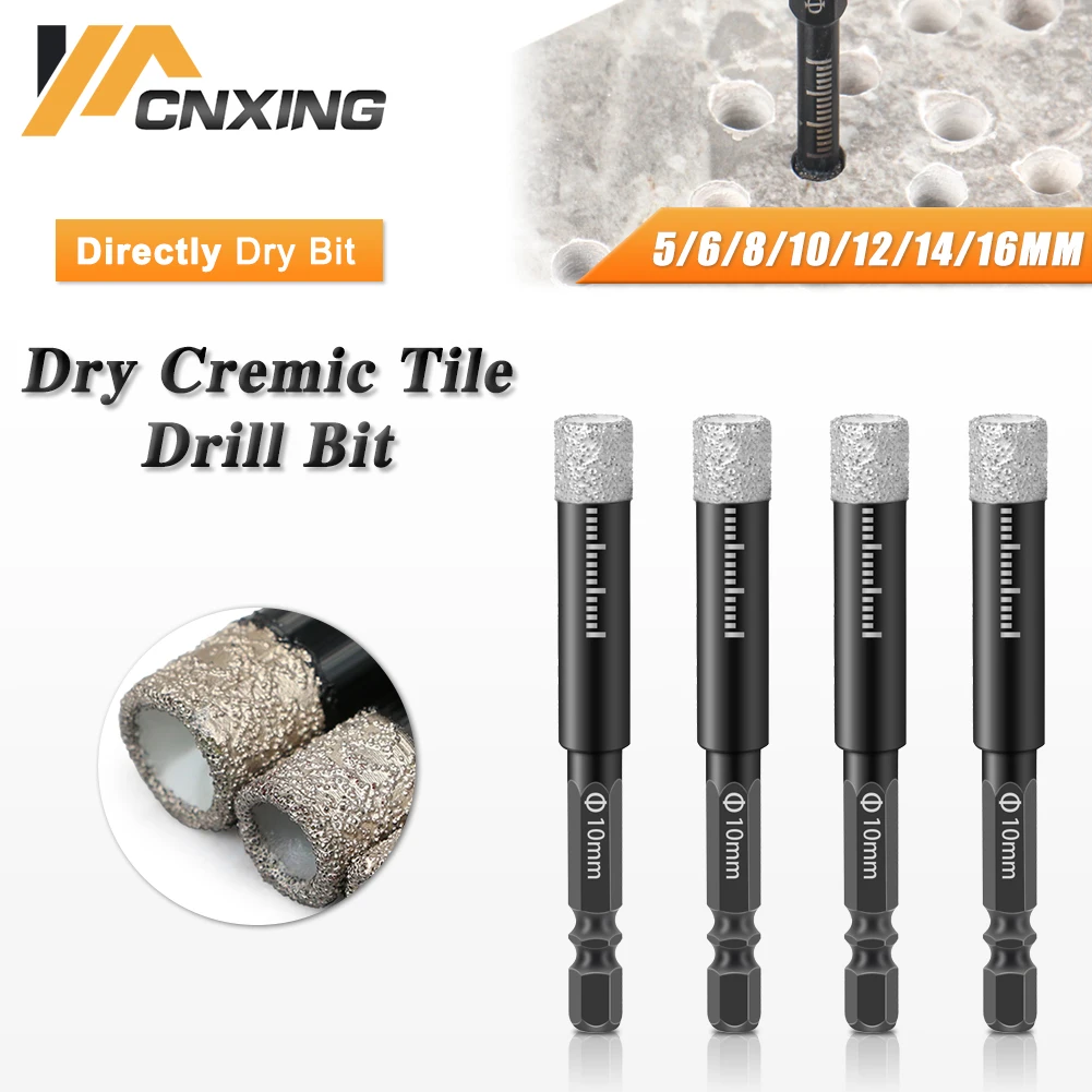 5/6/8/10/12/14/16mm Multi-Hex Handle Vacuum Brazed Diamond Dry Drill Bits Hole Saw Cutter For Granite Marble Ceramic Tile Glass vearter 6 16mm 1 4 hex handle vacuum brazed diamond dry drill bits hole saw cutter for granite marble ceramic tile glass stone