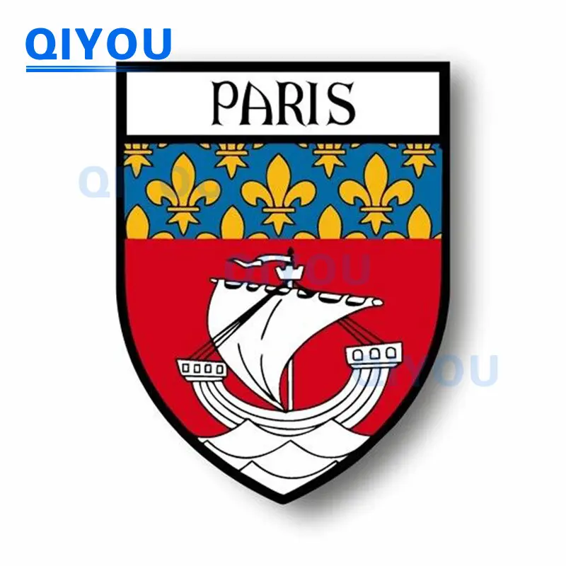 

High Quality Shield City Flag World Paris Commemorative Car Sticker Sticker Reflective PVC Decal for Laptop Body Trolley Case