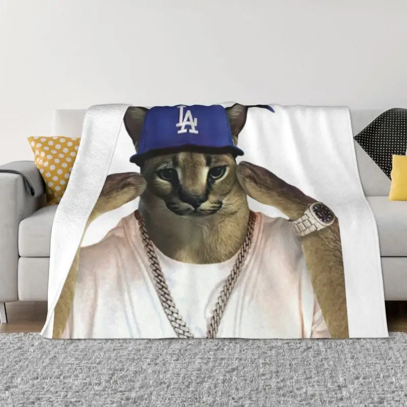 

Big Floppa Rapper Blankets Warm Flannel Cat Caracal Gosha Throw Blanket for Bedding Couch Bedspread