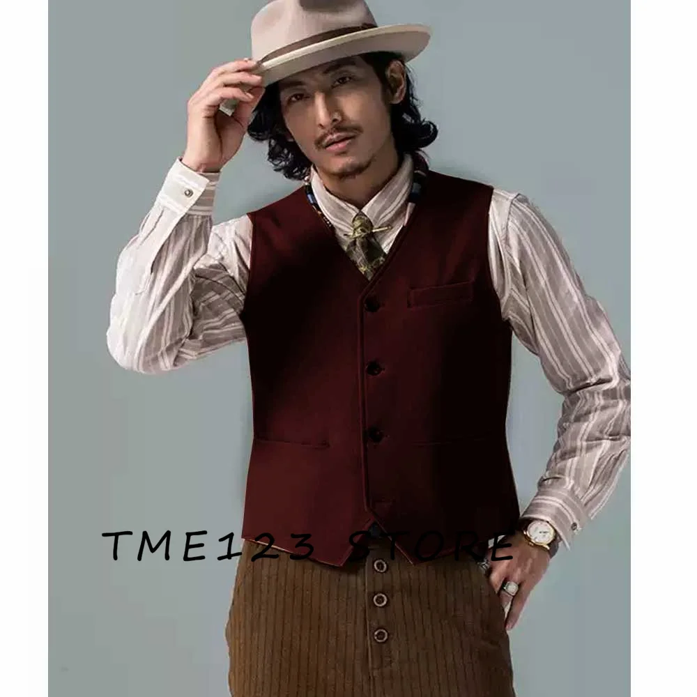 Men's Serge  Solid Color Casual Business Vest Formal Man Ambo Steampunk Gothic Chaleco Suit Jackets Wang Vests for Women Male