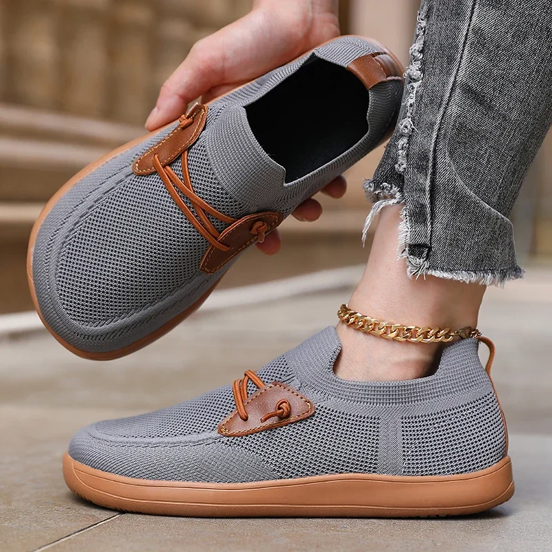 Simple Women's Wide Toe Shoes Lightweight Soft Sole Zero Drop Sole Casual Flat Shoes Breathable Comfortable Trail Walking Shoes