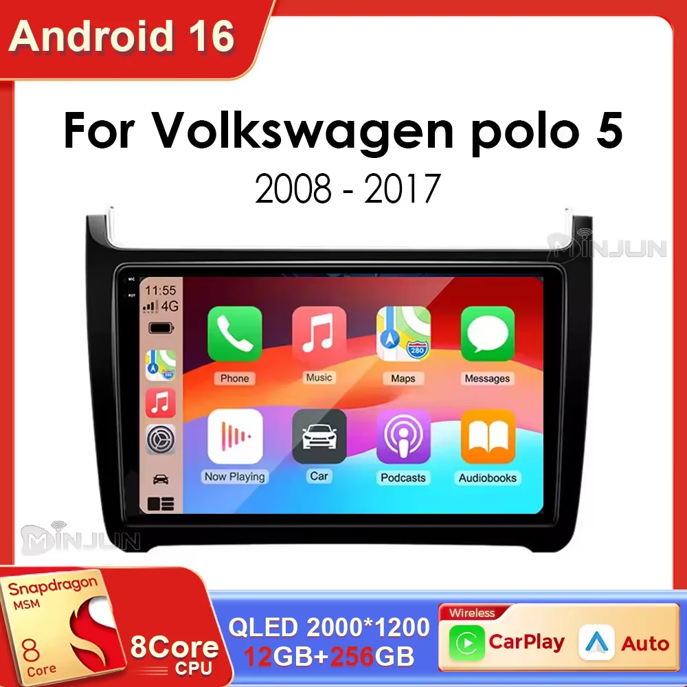 Radio para Auto Android 16 para VW Polo 6R 2008-2020, Navegación GPS, Qualcomm 8 Núcleos, 360 °   Cámara Panorámica Inalámbrica CarPlay para Auto 1