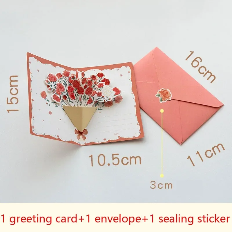 3D Pop-up Style Creative Minimalist Greeting Card Original Flower Blessing Card Happy Birthday Party Invitation Letter Gift