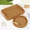 Handmade Wicker Storage Baskets Imitation Rattan Woven Baskets Compact Bread Fruit Home Organization Tray 1