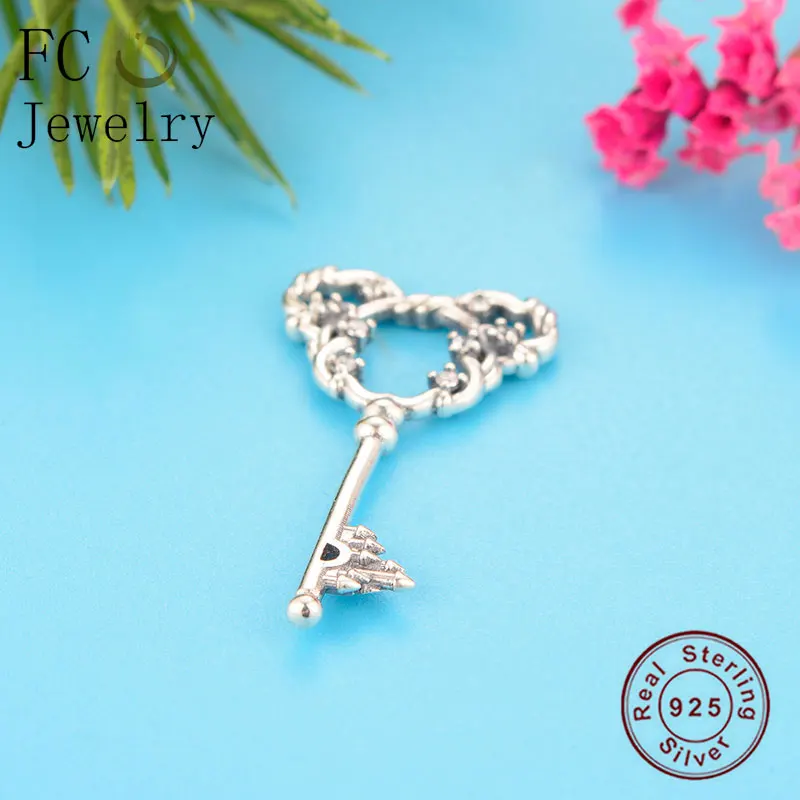 

FC Jewelry Fit Original Brand Charms Bracelet 925 Silver Plant Vine Mickey Shape Key Zirconia Bead For Women Making Berloque