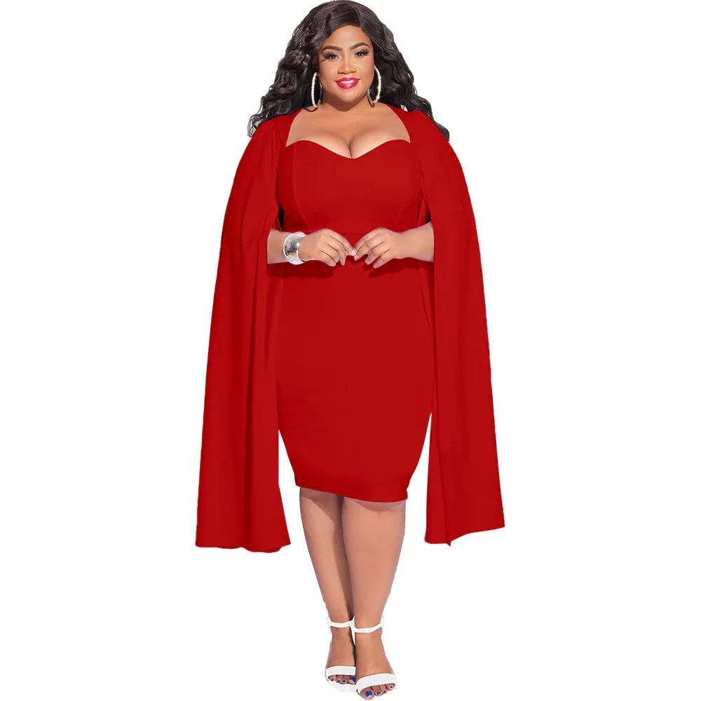 

Plus Size Party Dress Women's Elegant Long Sleeve V Neck Solid Hip Wrap Dresses Vestidos De Mujer Elegantes Para Fiesta