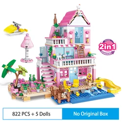 Deluxe Summer Seaside Villa Building Set - Creative DIY Playhouse (Without Box)