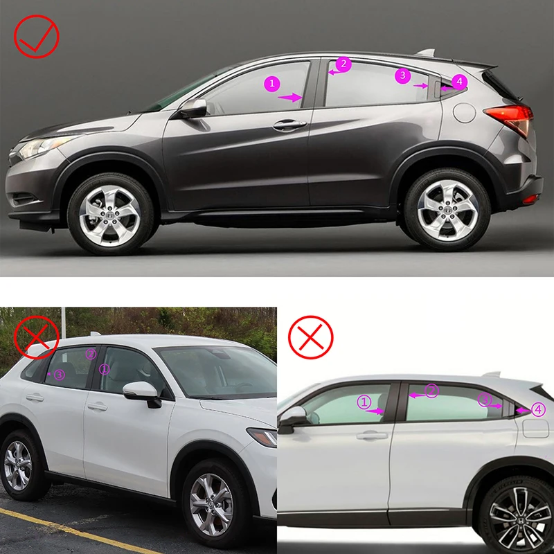 8 stücke Glänzend Schwarz Fenster Tür Spalte B C Säule Post Abdeckung Trim Für Honda HRV 2015 2016 2017 2018 2019-2021 Dekoration Aufkleber – Detail 1
