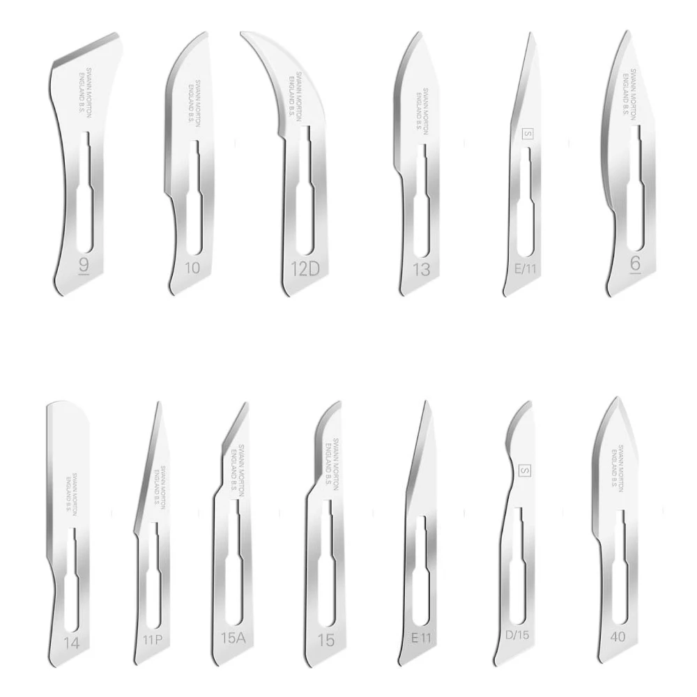 10PCS Swann Morton Carbon Steel Scalpel Surgical Blade 11/15/12D Double Edge For Mobile Phone Film PCB Repair DIY Cuting Tools 6