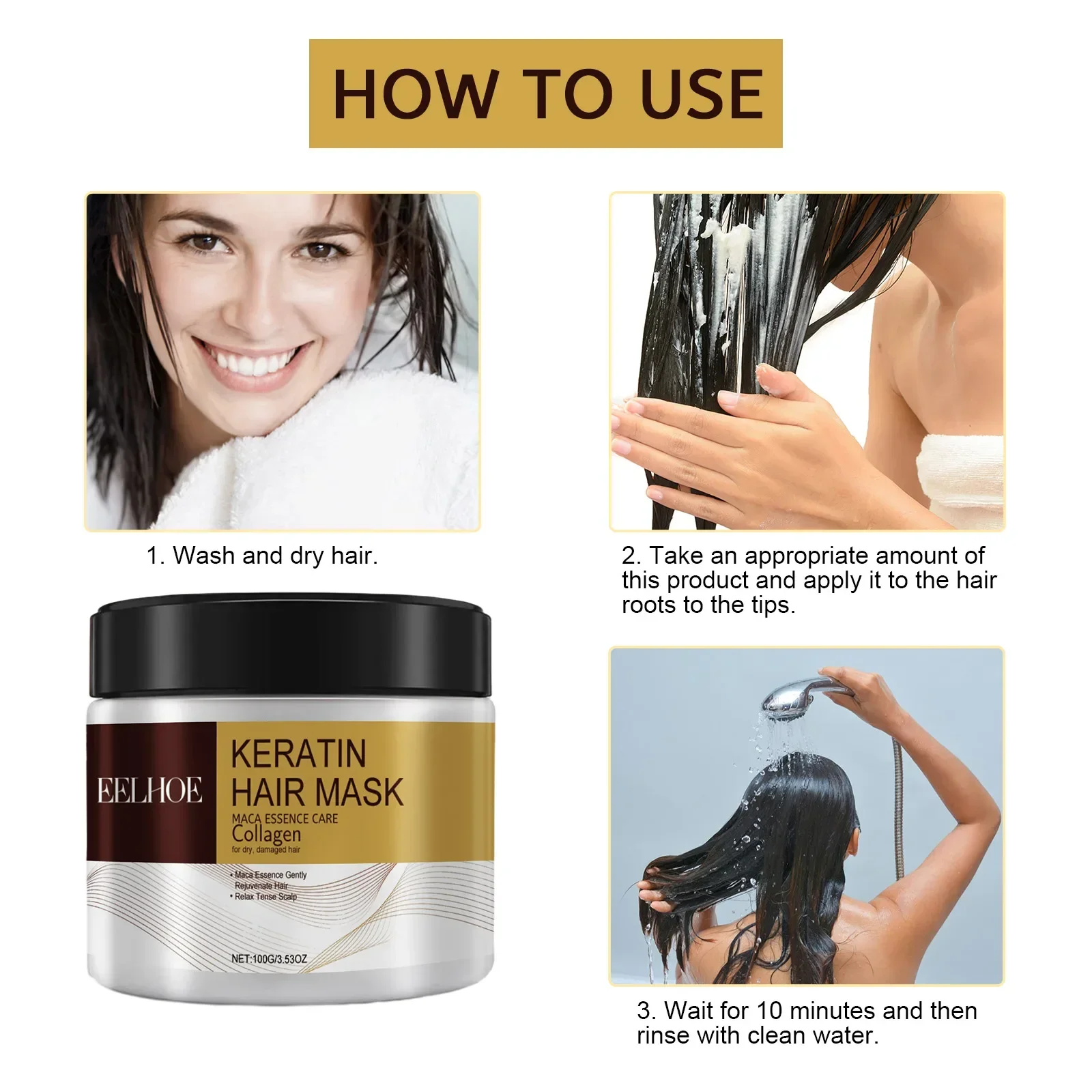 Hair Mask Natural Repair Prevent Dryness Split Ends Repair Damage Frizz Tangles