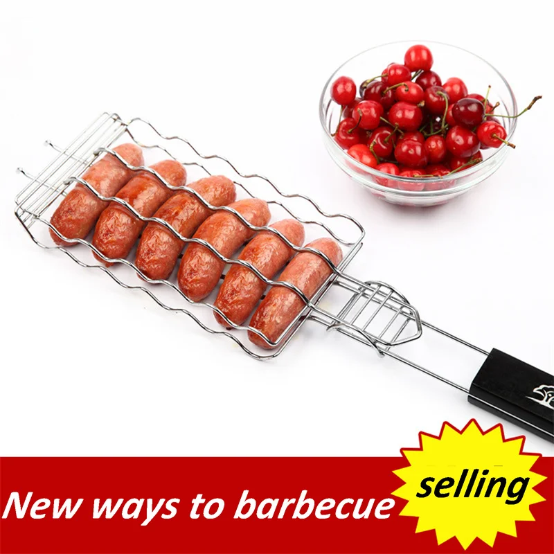 Worst Grill Mesh Draagbare Bbq Grillen Mand Rvs Herbruikbare Duurzaam