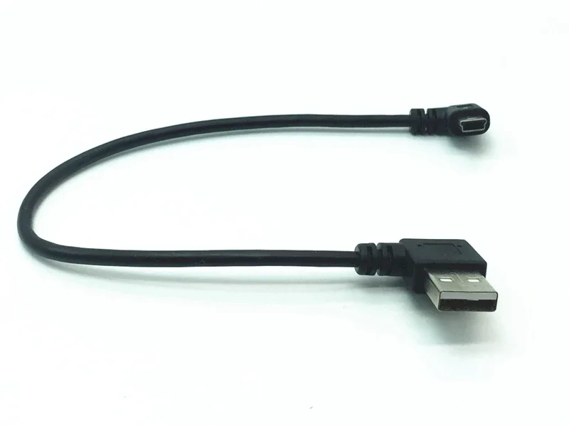 USB-A To Mini USB 90-Degree Left Angle Adapter Cable – 4 Meter Length, Black, For Dash Cams