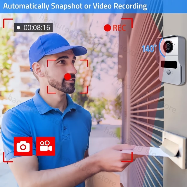 2 Wires Digital Video Intercom with Electronic Lock Door Exit 7 Inch Tuya Smart WIFI Video Doorphone System Kit Doorbell Camera 4