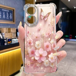 Butterfly Flower Plating Anti - Drop Phone Case Cover - OPPO A3x 4G (Silver)