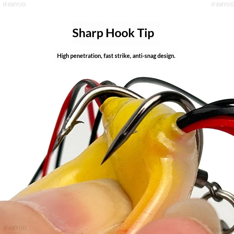 5g Topwater Frog Fishing Lure Floating Soft Toad Bait Squid Head Spinner Double Hook Snakehead Bass Weedless Tackle Frogbait Set - 4