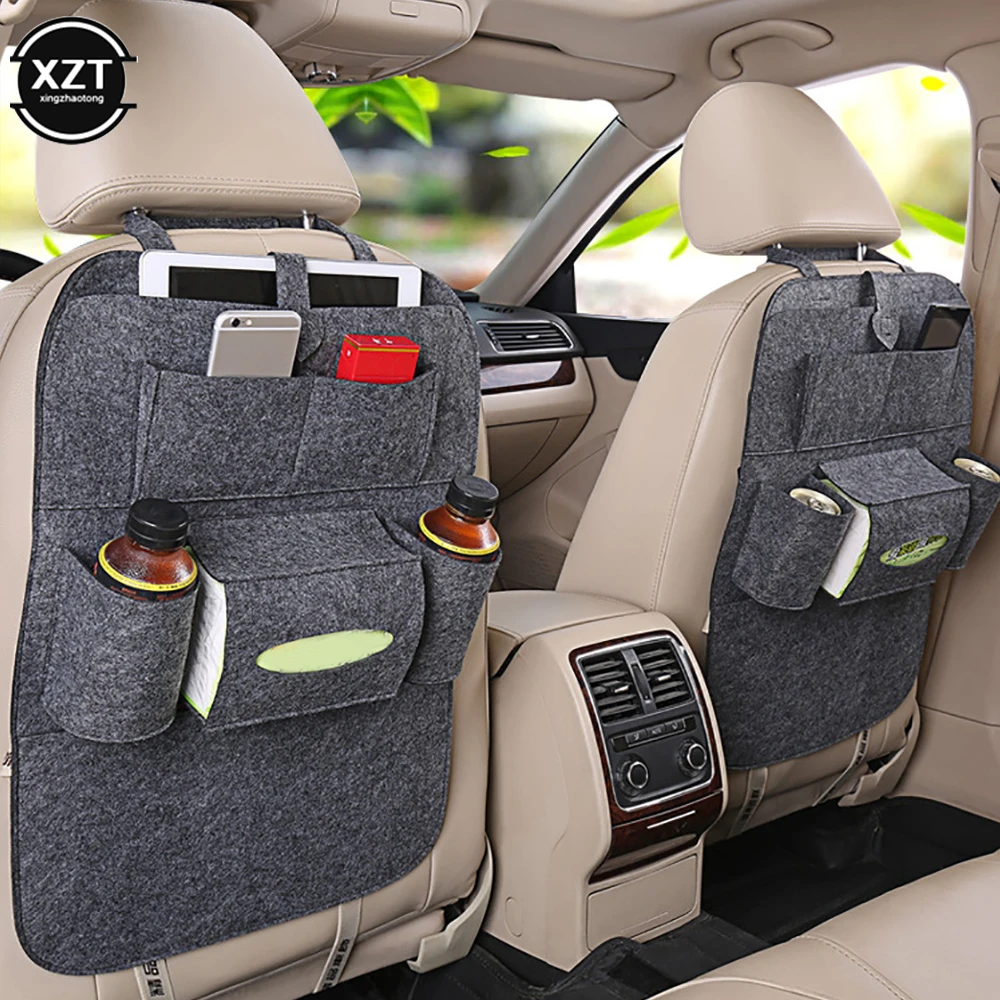 

1Pcs Car Back Seat Storage Bag Organizer Hanging Bag Box Paper Towel Phone Storage Felt Bag Trash Can Organizer Car Accessories