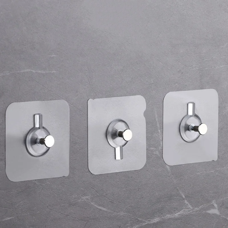 Flash sale 2PCS  Adhesive Nails Hook Poster Seamless Wall Hook Waterproof Durable Transparent Kitchen Bathroom Screw Hook Hanger 2