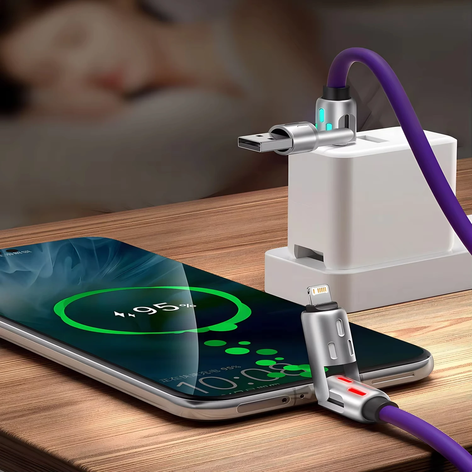 รูปสินค้า สายชาร์จหมุนได้ 4 in 1 ชาร์จเร็ว 240W ทนทาน USB Type-C