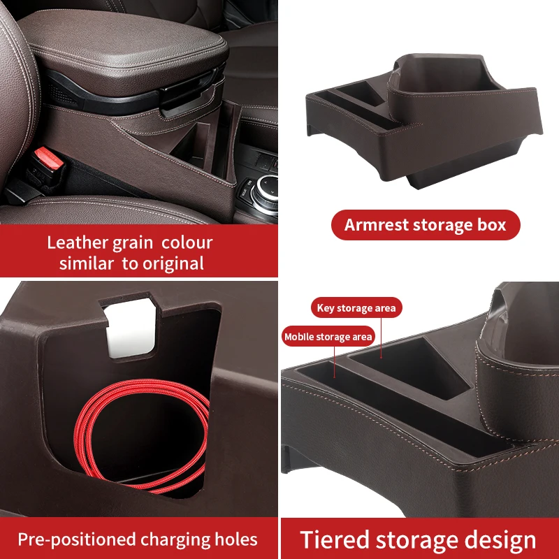 BIBIBO Storage Box for B*MW X1 F48 2016-2022 X2 F39 2019-2022, Centre  Console Organiser with Non-Slip Mat, Centre Armrest, Console Shells,  Armrest