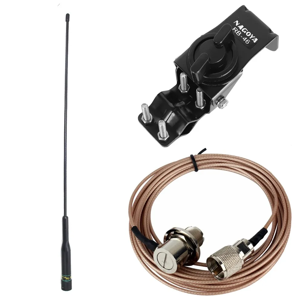 NLR3 antenna set with RB46 Mount Bracket and 5M RG58/SC316 Extension Cable For Car Radio Kenwood Yaesu ICOM Antenna mounting kit mini dual section car walkie talkie antenna uhf vhf pl259 radio antenna rg58 with magnetic mounting base high reliability