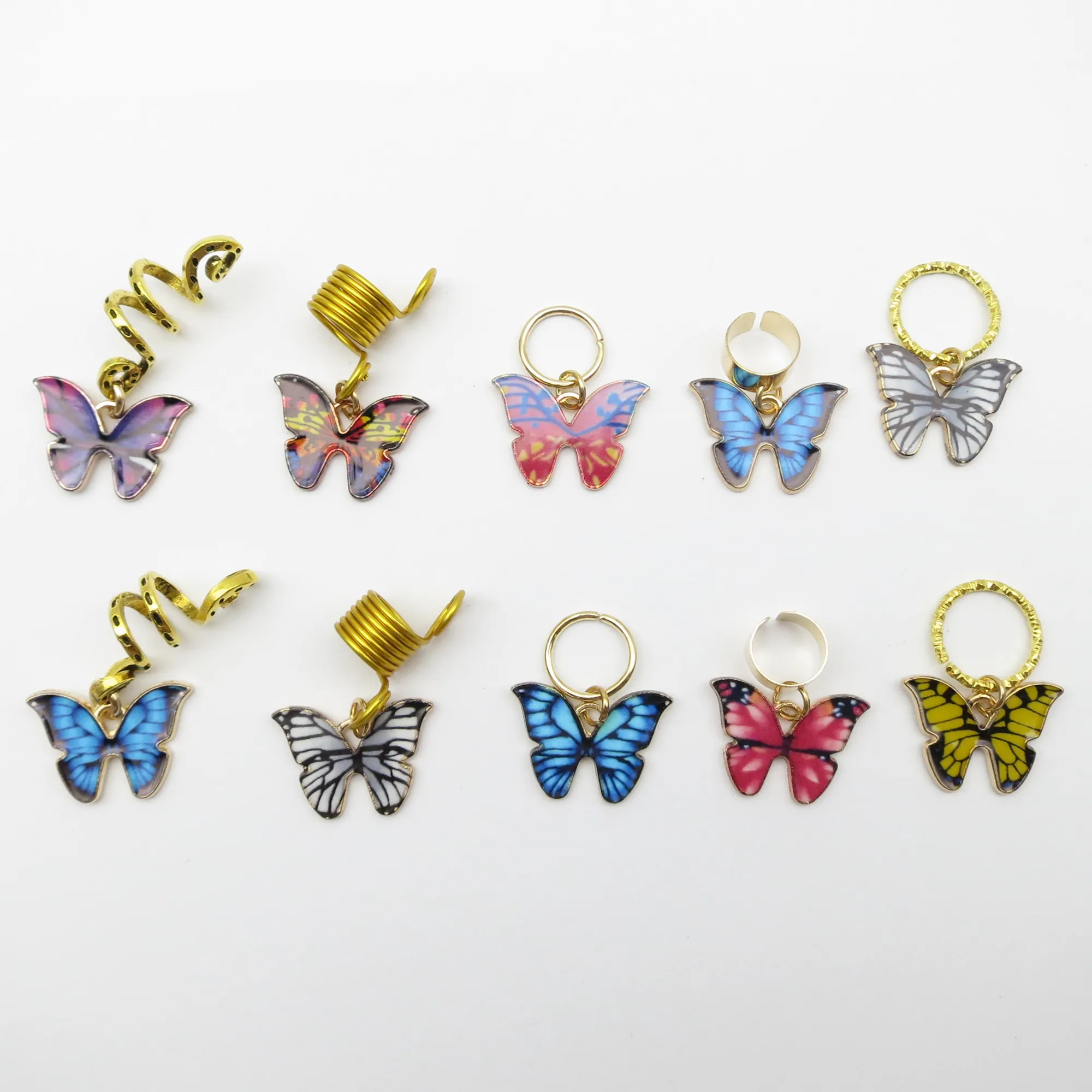 5Pcs/Pack Butterfly Pendant African Hair Braid Dread Dreadlock beads Rings French Twist Hair Accessories Hair Braiding Tool 3