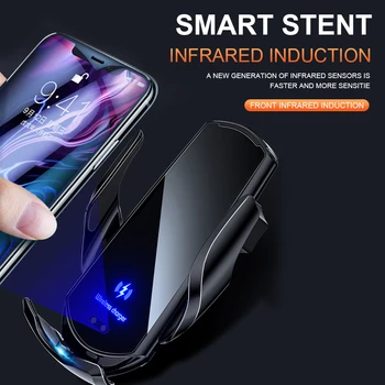 New Upgrade Car Mobile Phone Holder 15w Wireless Charging Portable Car Holder Cellphone Bracket Stand In Car Device 3