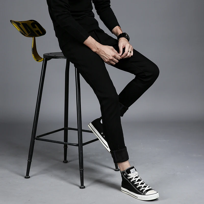 Man Lamb Fluff Pants Washing Stretch Jeans Casual Slim Fit Trousers Male Plus Size Pencil Pants Denim Skinny Jeans for Men denim pants denim trousers men trousers