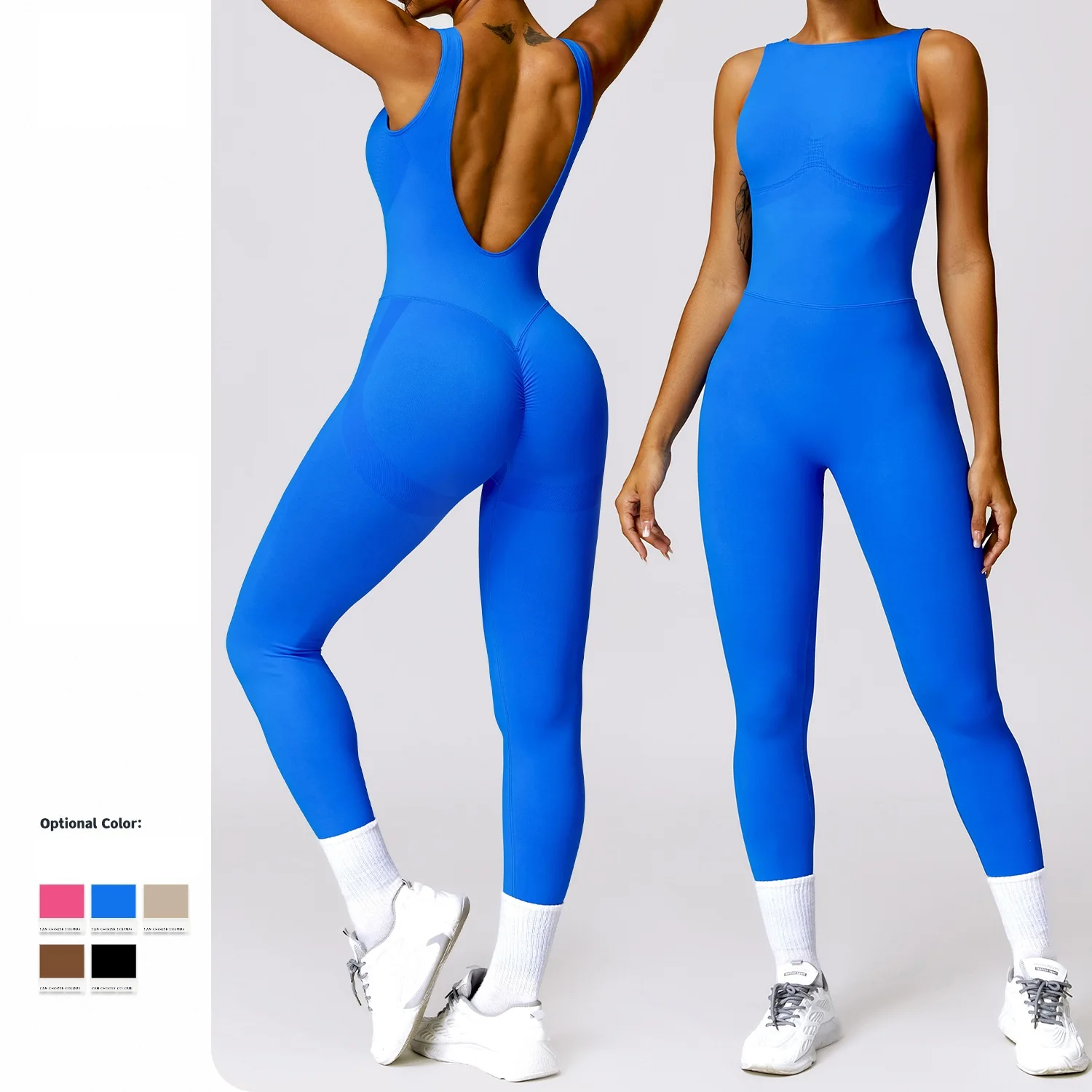 

Spicy Girl Street Fashion Sports Style Sexy Open Back High Waist Hip Lift Yoga One Piece Dress Long Pants Fitness Clothes