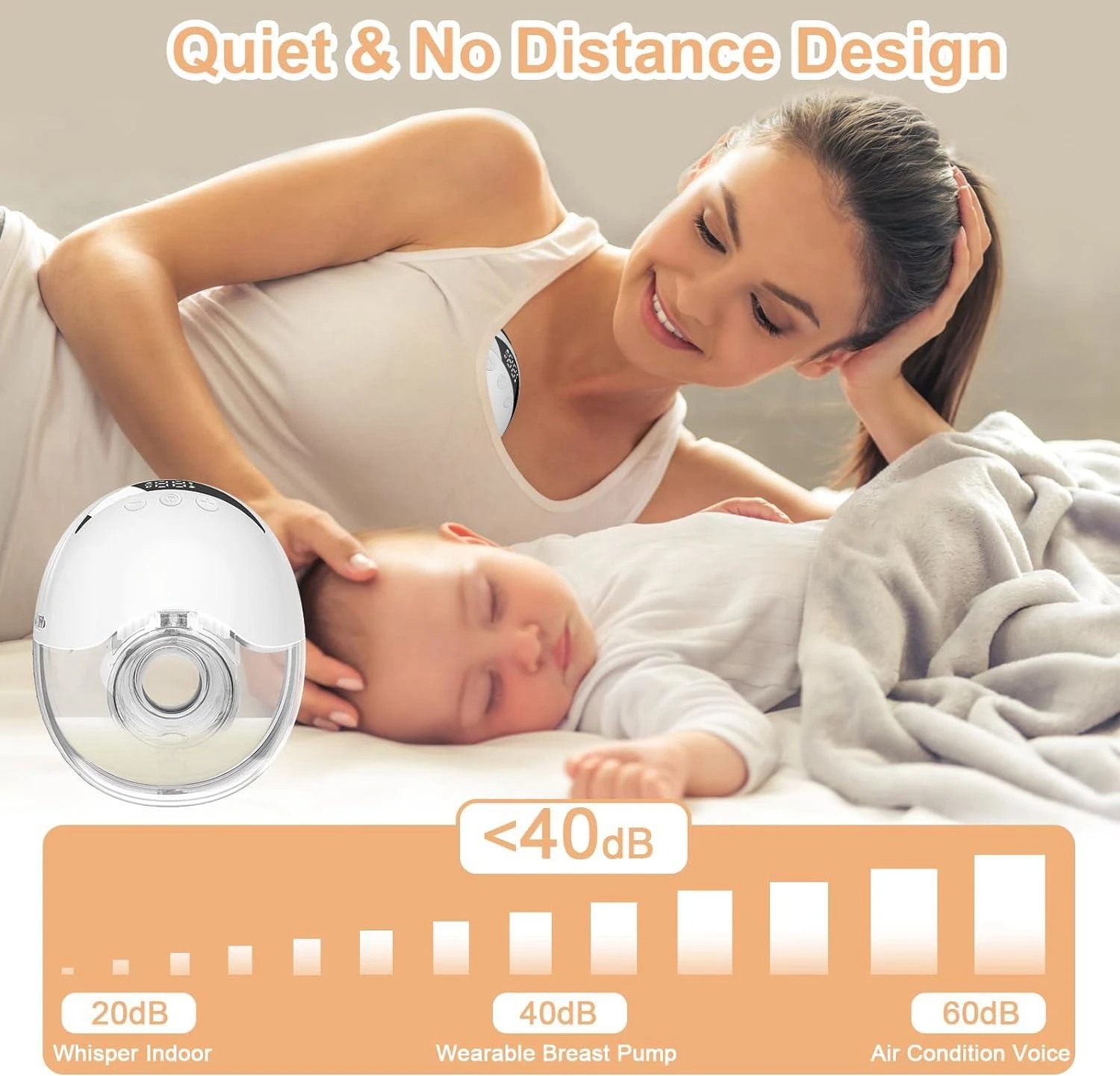 Electric Breast Milk Pumping Machine Handsfree BPA Free Low Noise 4 Mode 12 Levels Intelligent Sucking Milk Wearable Breast Pump