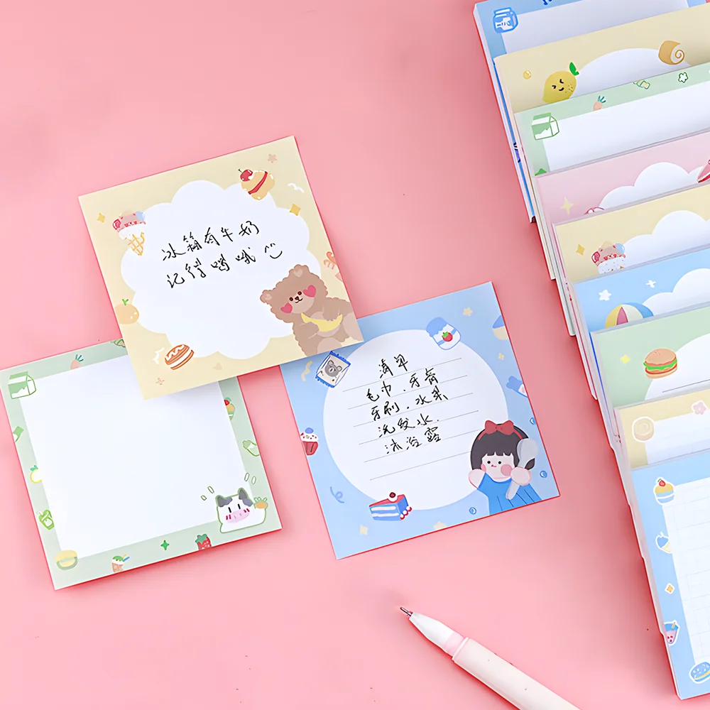 Funny Cute Sticky Notes Kawaii Girl Bear Cow Memo Pad Post Notepad Stationery Daily Planner Shopping Check To Do List Index Tabs 5