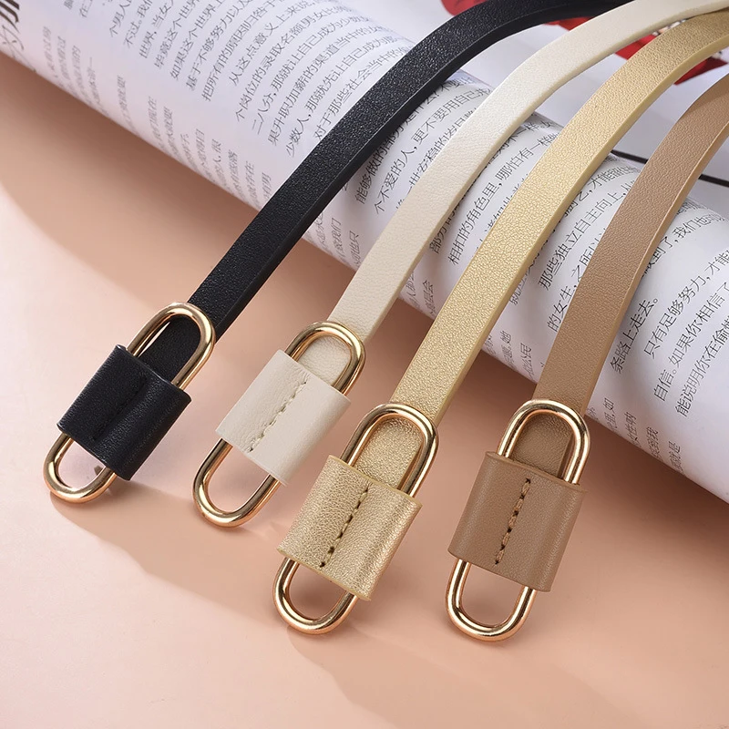 

Summer Pu Leather Belt Skinny Dress Jeans Decorative Waistband Adjustable Mental Buckle Thin Waistbelt Classic Retro Waist band