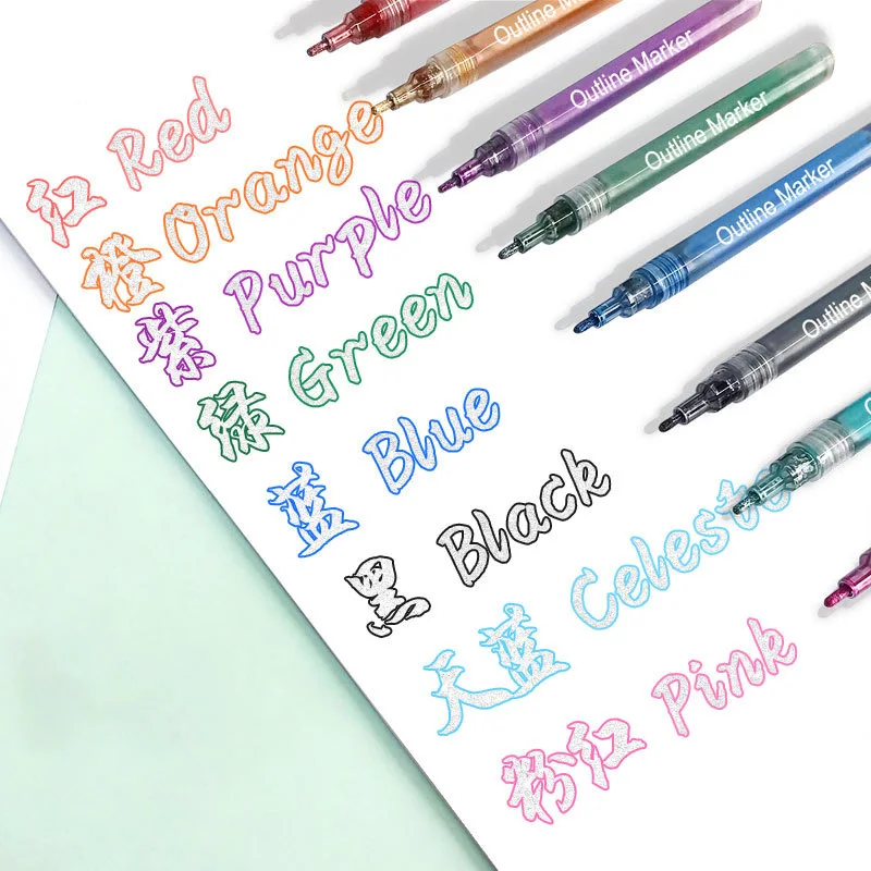 

Haile Large Capacity Double Line Pen Outline Paint Magic Marker DIY Album Scrapbooking Markers Highlighter Drawing Art Supplies