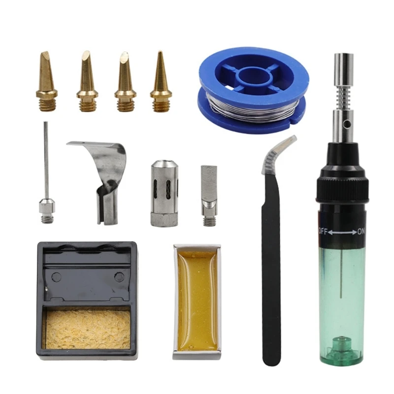 

12 in 1 Portable Gas Soldering Iron Gas Blow Torch 1300Celsius Gas Set Adjustable Flame Weld Tools Heat Blower