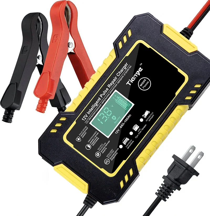 

12V6A motorcycle SUV car battery charger pulse repair with LCD screen charger