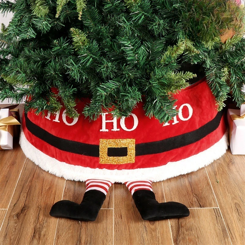 

Christmas Tree Skirt for Home Christmas Party Decoration Santa Feet Xmas Tree Base Apron with Gift Packaging present 2024 New