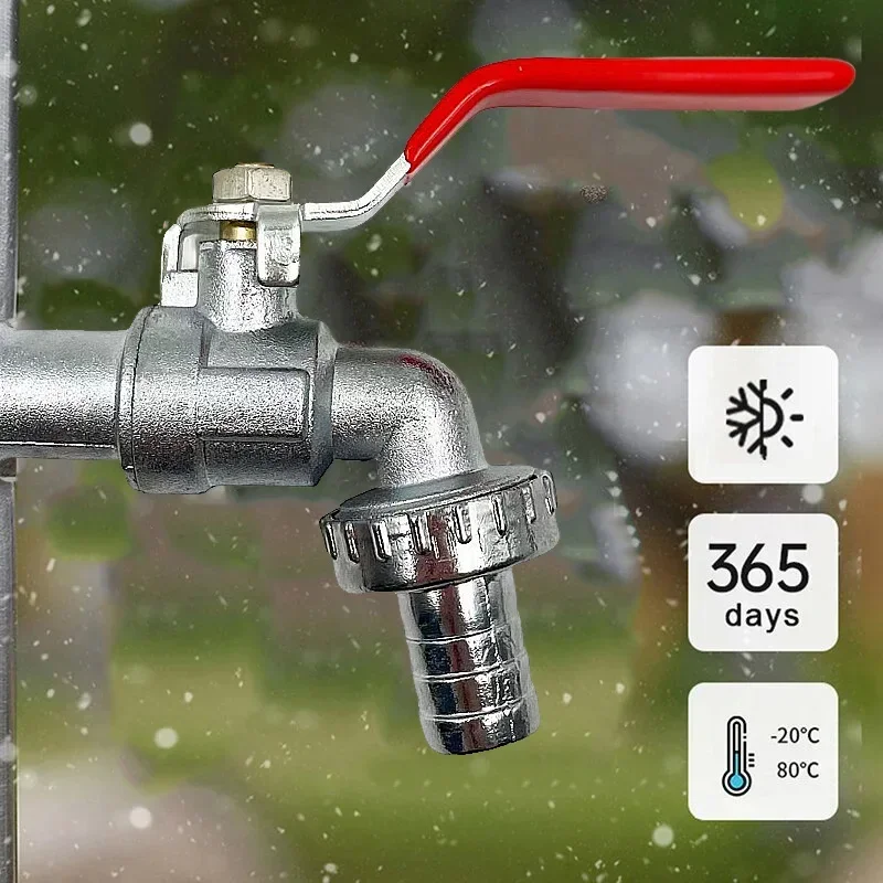 Outdoor Faucet with Spout 1/2-3/4inch Garden Washing Machine Zinc Alloy Single Control Antifreeze Faucet Hardware Accessories