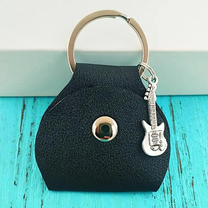 Guitar Picks Case Keychain Guitar Picks Bag Pendant PU Leather Storage Tool For Home Stage Performance School Concert
