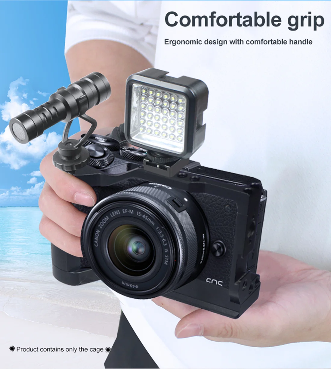 M6 Mark2 Kamera Käfig Rig Kalten Schuh Montieren Komfortable Grip w/ Top Griff Grip für Canon EOS M6 Mark II Video Film Vlog Stabilisator – Detail 24